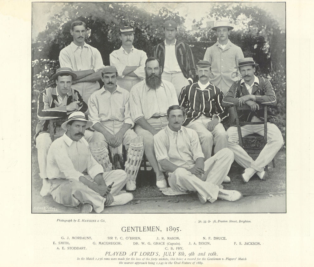 Gentlemen 1895 Mordaunt O'Brien Druce Smith W.G. Grace Dixon Jackson Fry 1895
